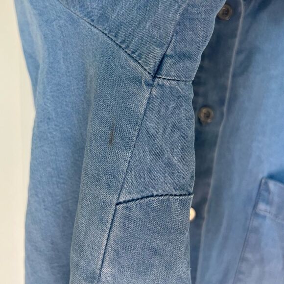 Laundry By Shelli Segal Blue Poet Sleeve Button Down Denim Shirt - Picture 7 of 10